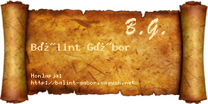 Bálint Gábor névjegykártya